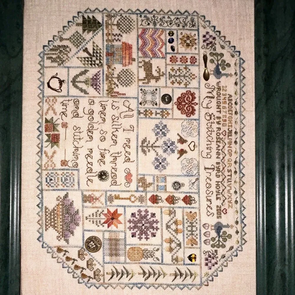 Jeanette Douglas “Spring Treasures” Finished Cross Stitch